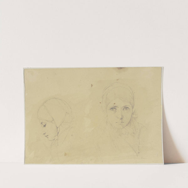Studienblatt; Bildnis eines Mädchens, im Profil nach links und en face by Jakob Becker