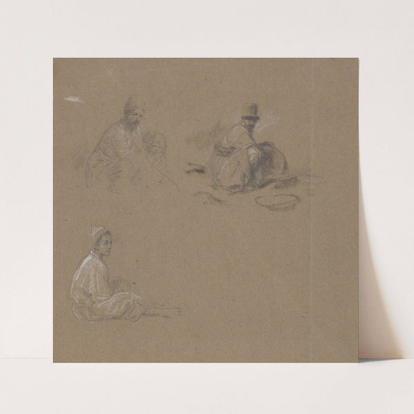 Studienblatt; dre sitzende Männer by Wilhelm Amandus Beer