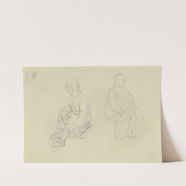 Studienblatt; Ein sitzender Junge und ein sitzender Mann by Jakob Becker