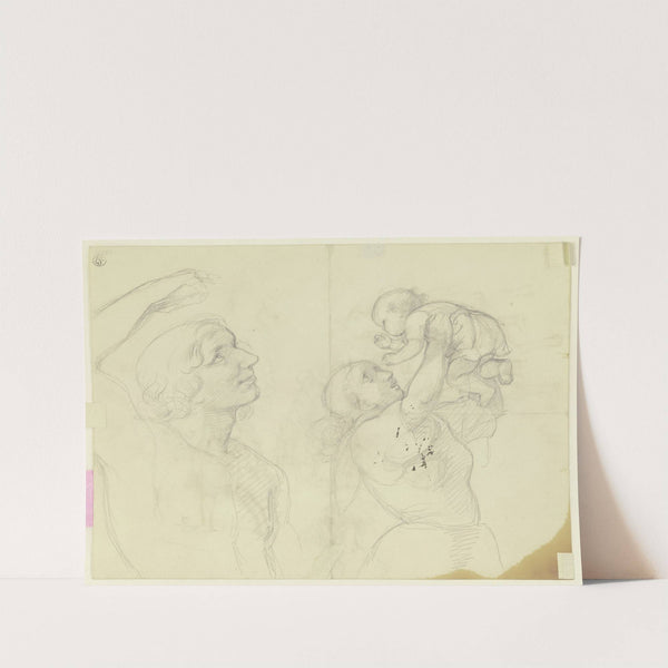 Studienblatt; Jüngling und eine Frau mit Kleinkind by Jakob Becker
