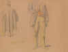 Studienblatt mit stehendem Mann von vorn und hinten (Mantelstudie) (1855-1860)