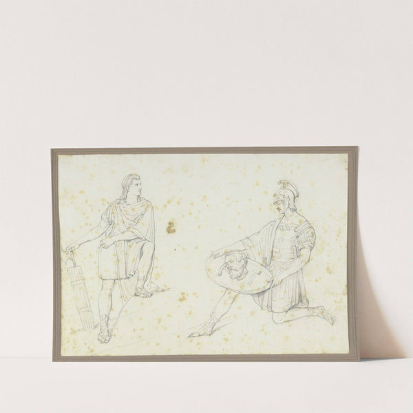 Studienblatt; Römischer Lictor und Krieger mit Haupt auf Schild by Friedrich Mosbrugger