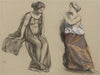 Studienblatt; Zwei Frauen, sitzend, in unterschiedlicher Bekleidung