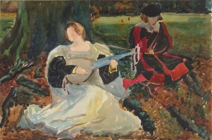 Studies for ‘Fair is my love’, painting in the Municipal Art Gallery, Preston,Â England.