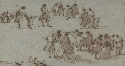 Studies for Groups of Walking Dressed Figures