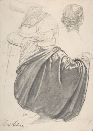 Studies of a Draped Female Figure, Kneeling, Seen from the Back, for the East Transept of the Chruch of Sainte-Clothilde, Paris