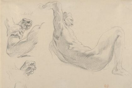 Studies of a Fallen Male Nude for ‘Hercules and the Horses of Diomedes’ (1852)