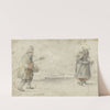 Studies of a Man and a Woman Standing on the Bank of a Frozen River, with a Town in the Distance by Hendrick Avercamp