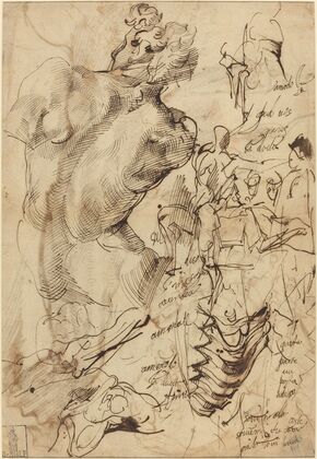 Studies of a Sculpture of a Male Nude, Vertebrae_and Gesturing Figures