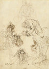 Studies of Christ Healing the Blind Man, Saint Philip Benizzi and Saint Sebastian