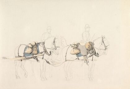Studies of Four Horses with Two Horsemen