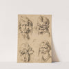 Studies of Four Male Heads by Antonio del Castillo Y Saavedra