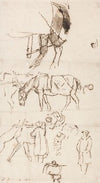 Studies of Horses, Men and Carriages