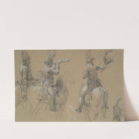 Studies of Mounted Soldiers by Circle of Jean Louis Ernest Meissonier
