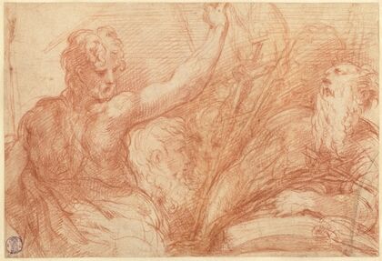 Studies of Saints John the Baptist and Jerome, a Crucifix, and Various Heads