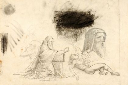 Studies–Villa Borghese, 2 figures, etc. (1855)
