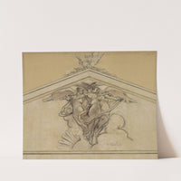 Study drawing of a mural showing three winged women by Walter Shirlaw