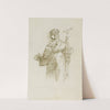 Study figure for a Peasant woman holding a basket and rake by Giuseppe Bernardino Bison