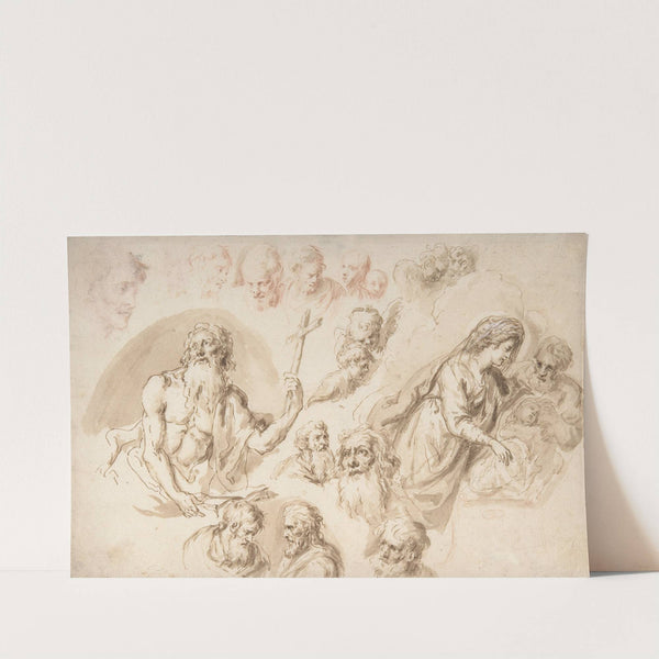 Study for a Nativity, Bearded Male Saint, and Head Studies (1750–1815) by Bartholomaeus Ignaz Weiss