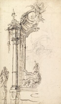 Study for an Altar with a Figure on a Raised Socle at Left