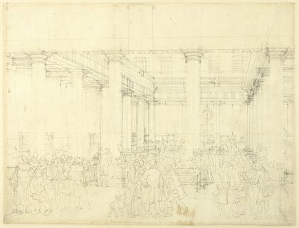 Study for Corn Exchange, Mark Lane, from Microcosm of London