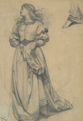 Study for female figure in engraved illustration to Amor Mundi