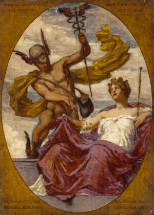 Study for Mural at U.S. Custom House, Cleveland, OH, ‘Passing Commerce Pays Tribute to the Port of Cleveland’