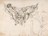 Study for Nude Male Figures Supporting a Frame and Plan of the Ceiling Decoration of Palazzo Altieri, Rome