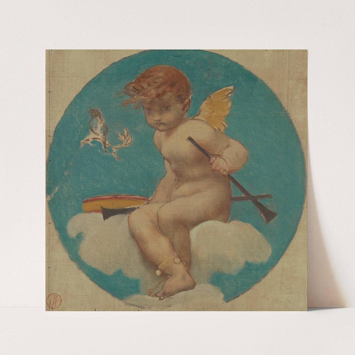 Study for Roundel with Putto Holding Attributes of Music (late 19th century) by Pierre-Victor Galland