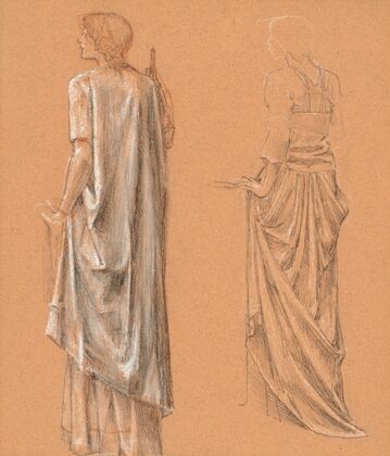 Study of a draped female figure, with a subsidiary study of the same, for ‘The Sleep of Arthur in Avalon’