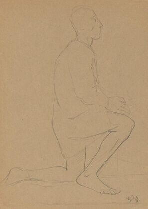 Study of a Kneeling Man with His Hands Folded in a Gesture Of Prayer (1860 - 1900)