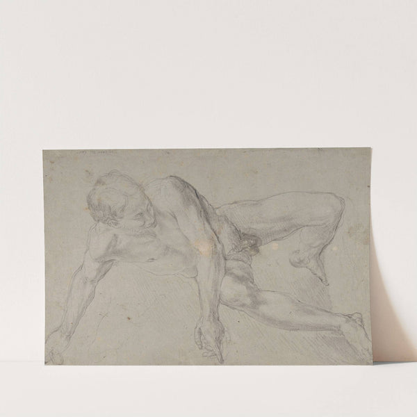 Study of a Kneeling Nude Male Figure by Daniel Seiter