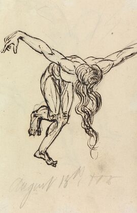 Study of a Nude, Leaning Forward, with Arms Extended Out