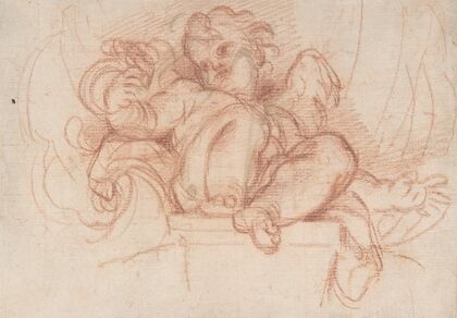 Study of a Putto Seated on a Corbel in a Shell Niche