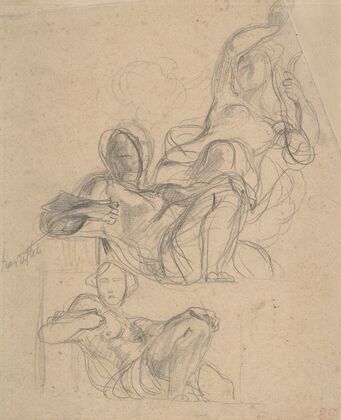 Study of a reclining figure, and a seated figure holding a lyre