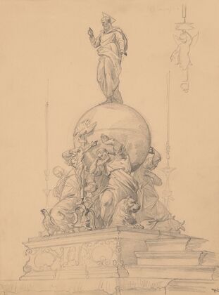 Study of a Sculptural Group with Evangelists Carrying the Globe