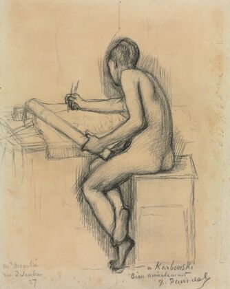 Study of a Seated Nude Female Model Drawing