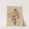 Study of a Seated Nude Female Model Drawing by Pierre Puvis de Chavannes