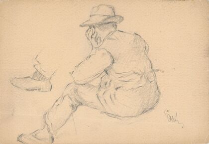 Study of a Seated Villager with Proped up Hand