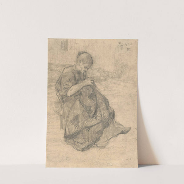 Study of a Seated Woman Sewing by Eduard Putra