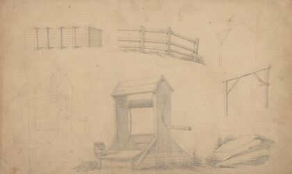 Study of a well and fences, perhaps intended for student practice