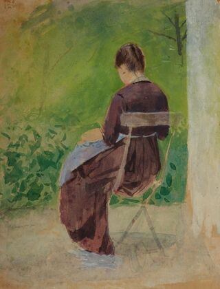 Study of a woman sitting in a garden