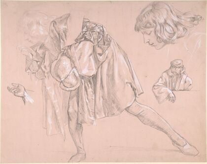 Study of a young man bending forward to kiss a hand, for the painting ‘The Departure of the Prodigal Son’ (1862–63)