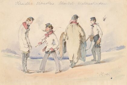 Study of Four Men in Military Uniforms