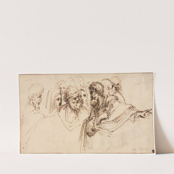 Study of Heads (recto) (2nd half 1500s) by Agostino Carracci