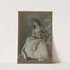 Study of lady playing mandolin by Edwin Austin Abbey