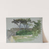 Study of landscape with trees and stone wall by Edwin Austin Abbey