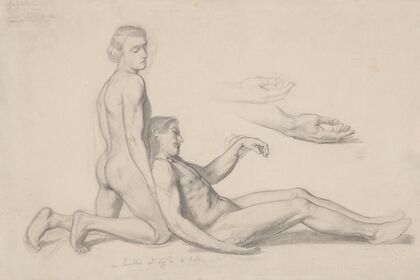 Study of nude males to the scene with Nicodemus supporting Christ’s body to the painting ‘Entombment’