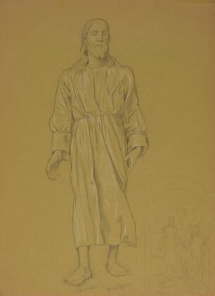 Study of the Figure of Christ; next to it, at the Bottom, a Sketch for the Painting ‘Baptism of Christ’ (1910-1912)