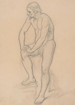 Study of the king figure for the painting ‘Death of Barbara RadziwiÅÅ’ (nude, variant)